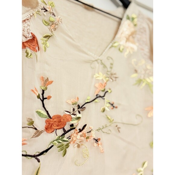 Anthropologie Tiny Flutter-Sleeve Embroidered Floral Top Size XS - Picture 5 of 8